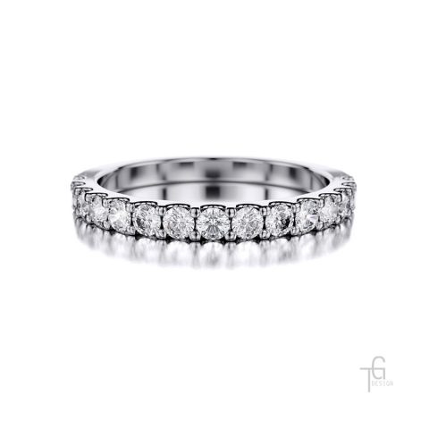 wedding band in white gold set with diamonds