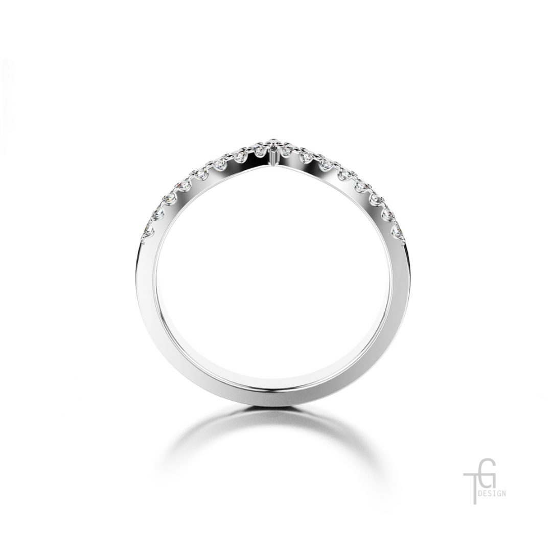curved ring in white gold