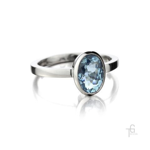 Palladium ring with aquamarine