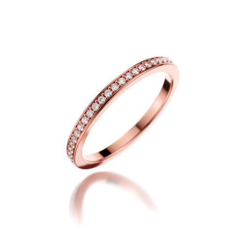 wedding ring in red gold and diamonds